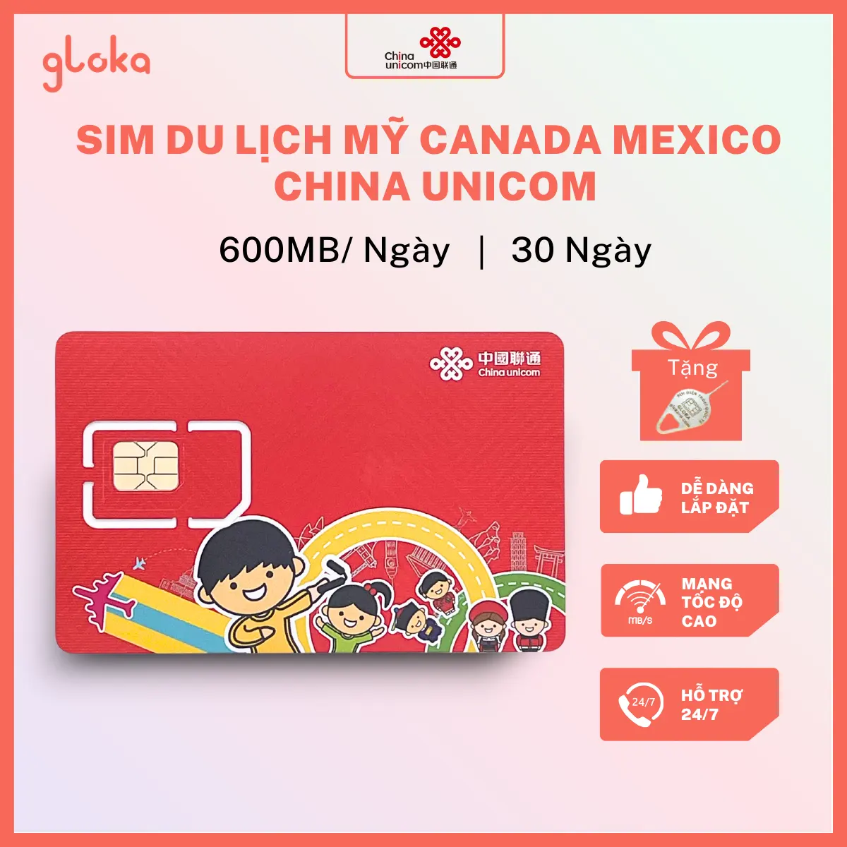 Sim du lich My Canada Mexico China Unicom