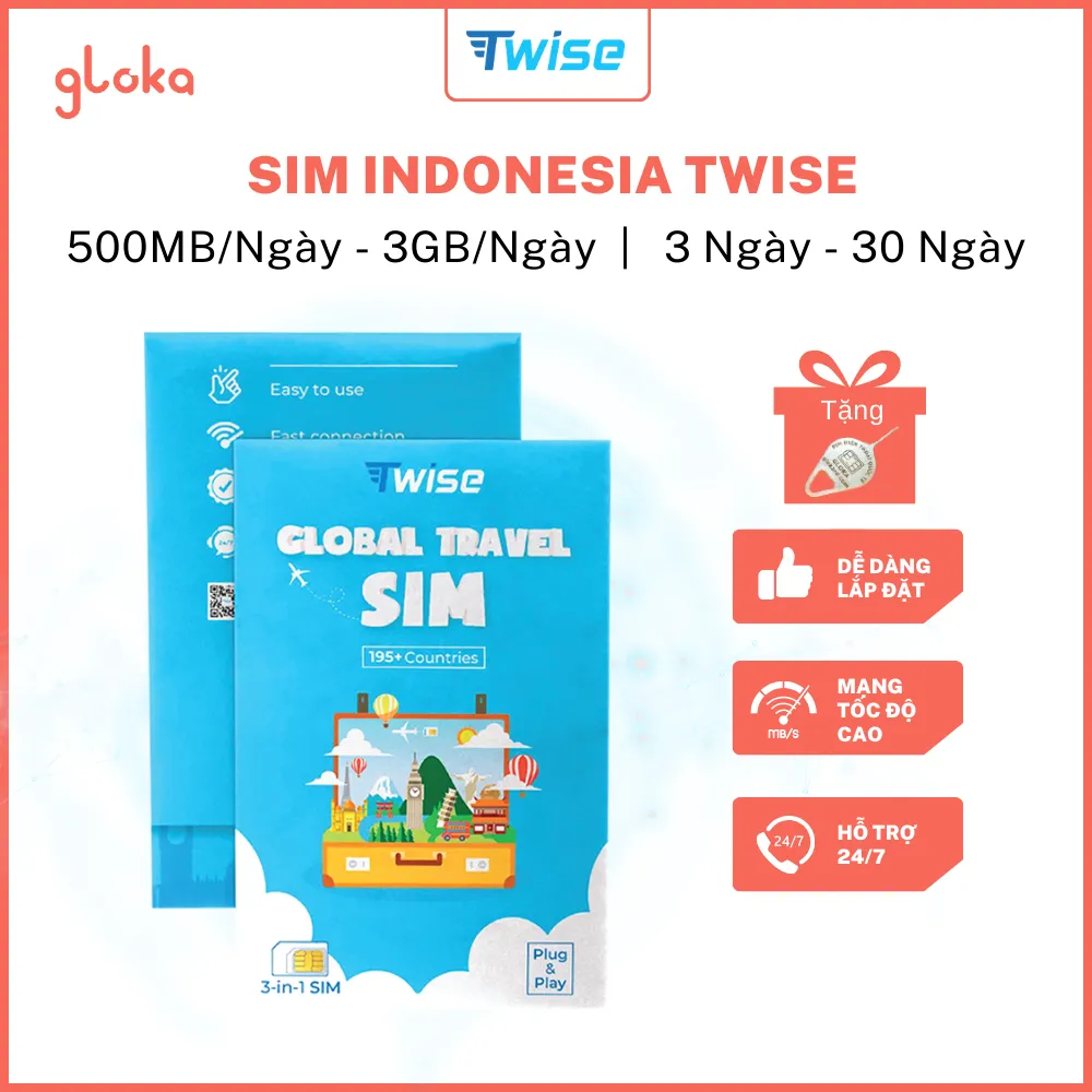 Sim Du Lịch Indonesia Twise Gói 3 Ngày - 30 Ngày