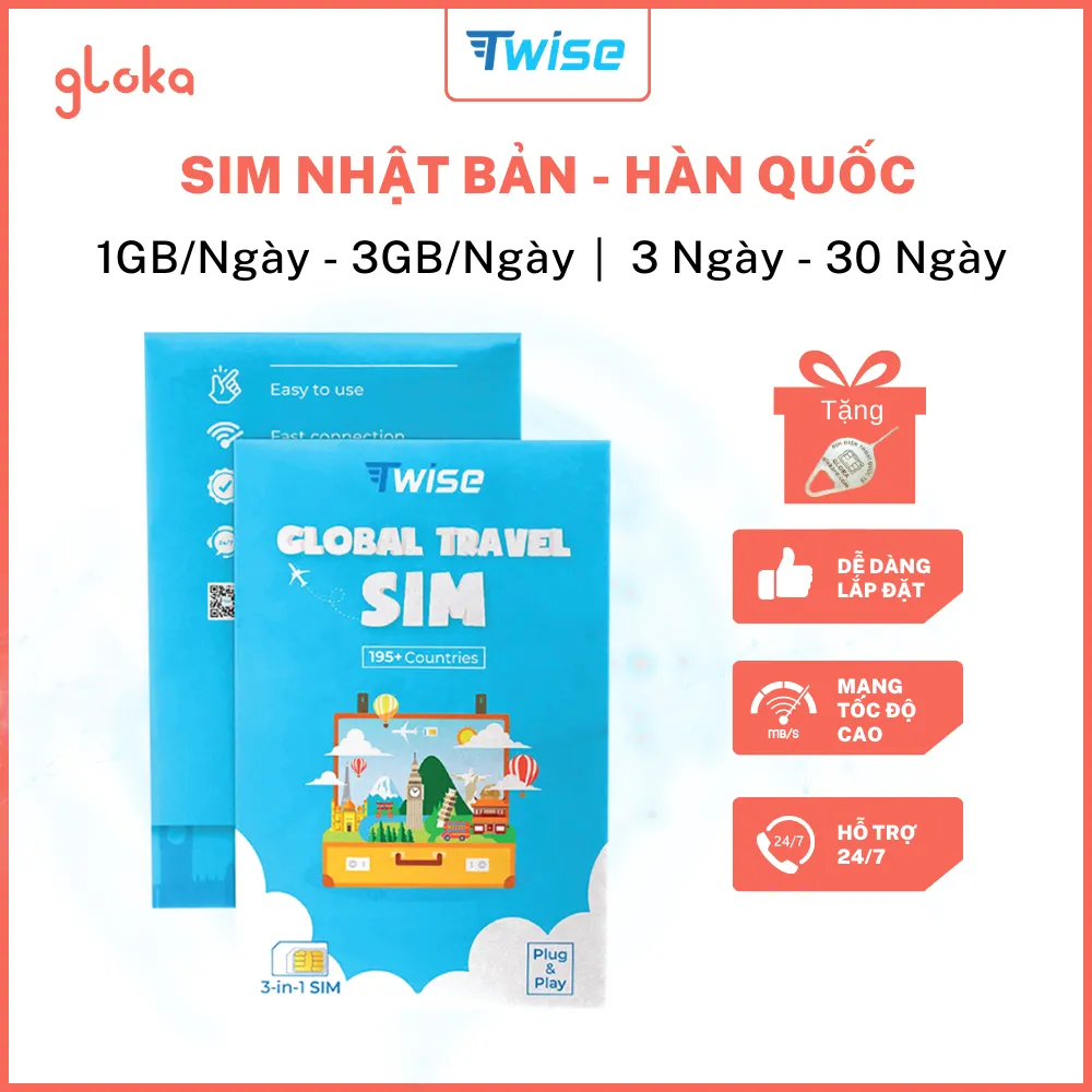 Sim Nhật Bản - Hàn Quốc Twise Gói 3 Ngày - 30 Ngày